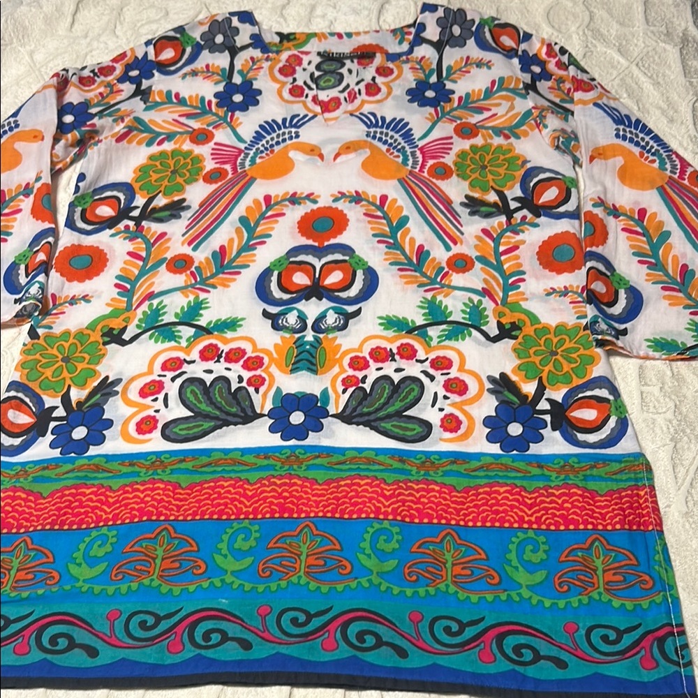 KikiSol Colorful Floral Patterned Tunic Beach size S